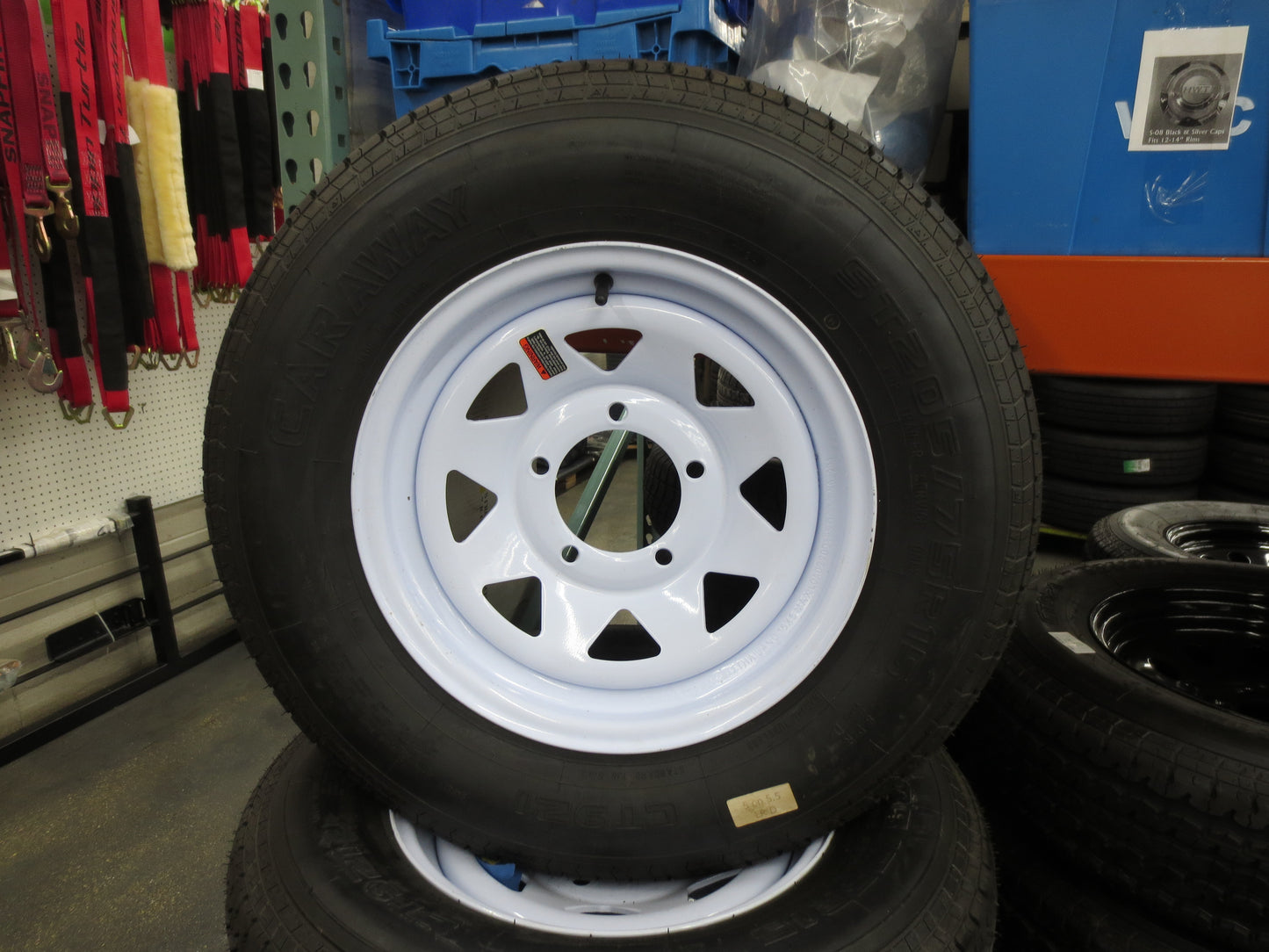 Set of 4 Trailer Radial Tire & Steel White Spoke 15"x5" Wheel 5 LUG Rim 5 on 5.5" Bolt Pattern 2200#