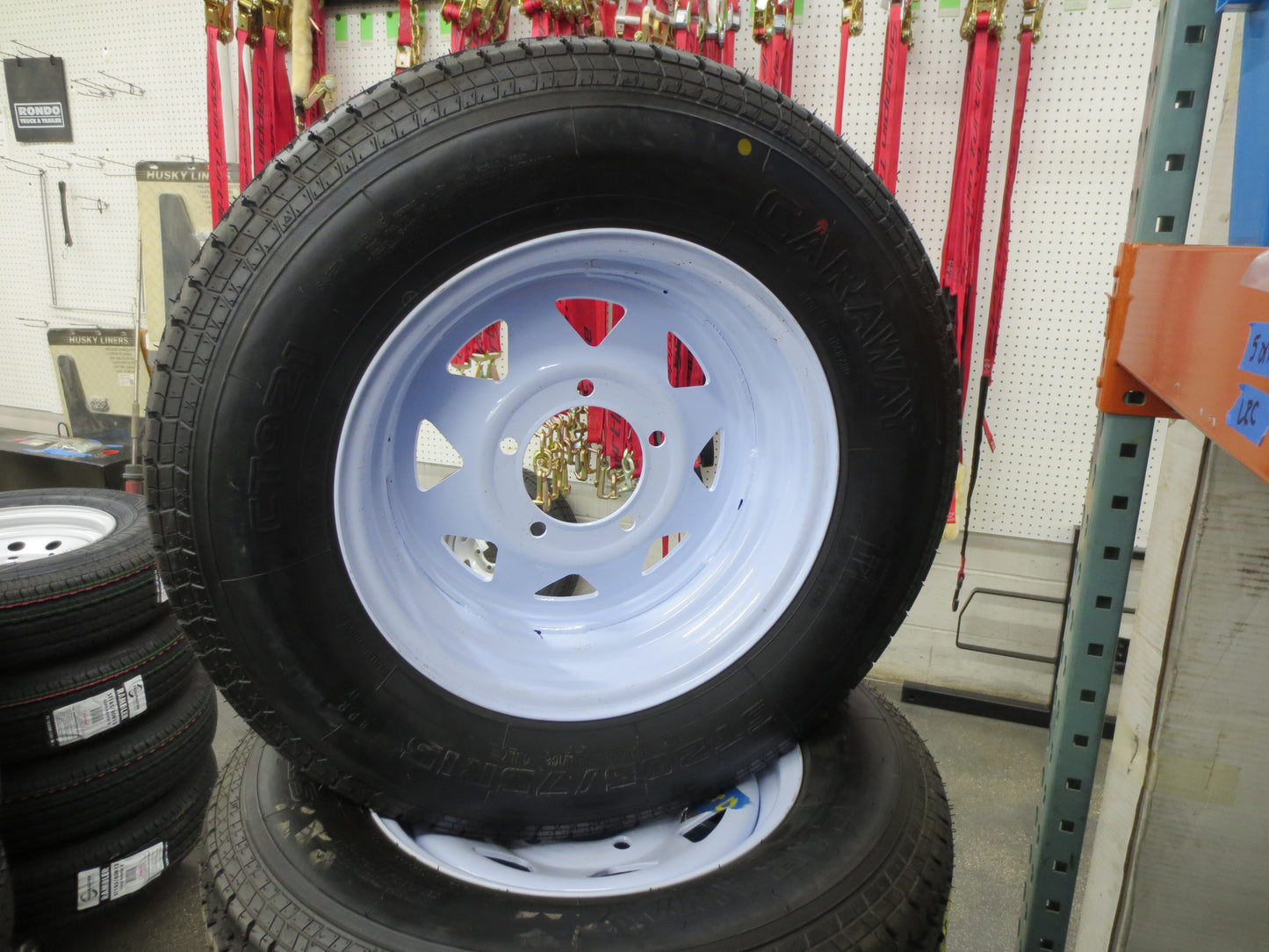 Set of 4 Trailer Radial Tire & Steel White Spoke 15"x5" Wheel 5 LUG Rim 5 on 5.5" Bolt Pattern 2200#