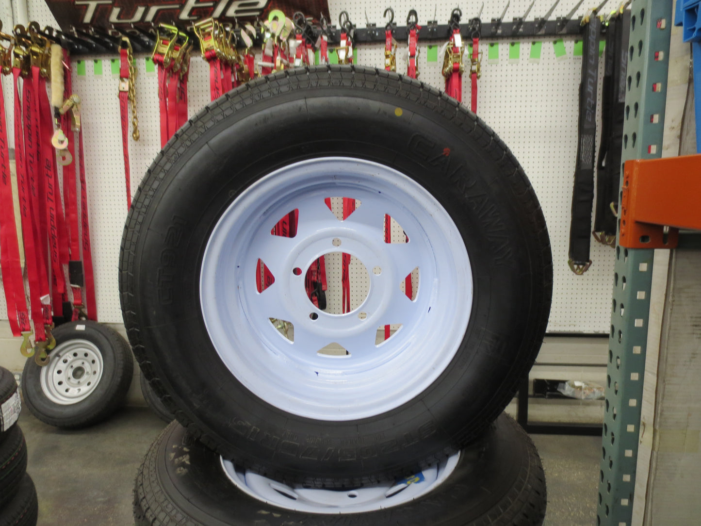 Set of 4 Trailer Radial Tire & Steel White Spoke 15"x5" Wheel 5 LUG Rim 5 on 5.5" Bolt Pattern 2200#