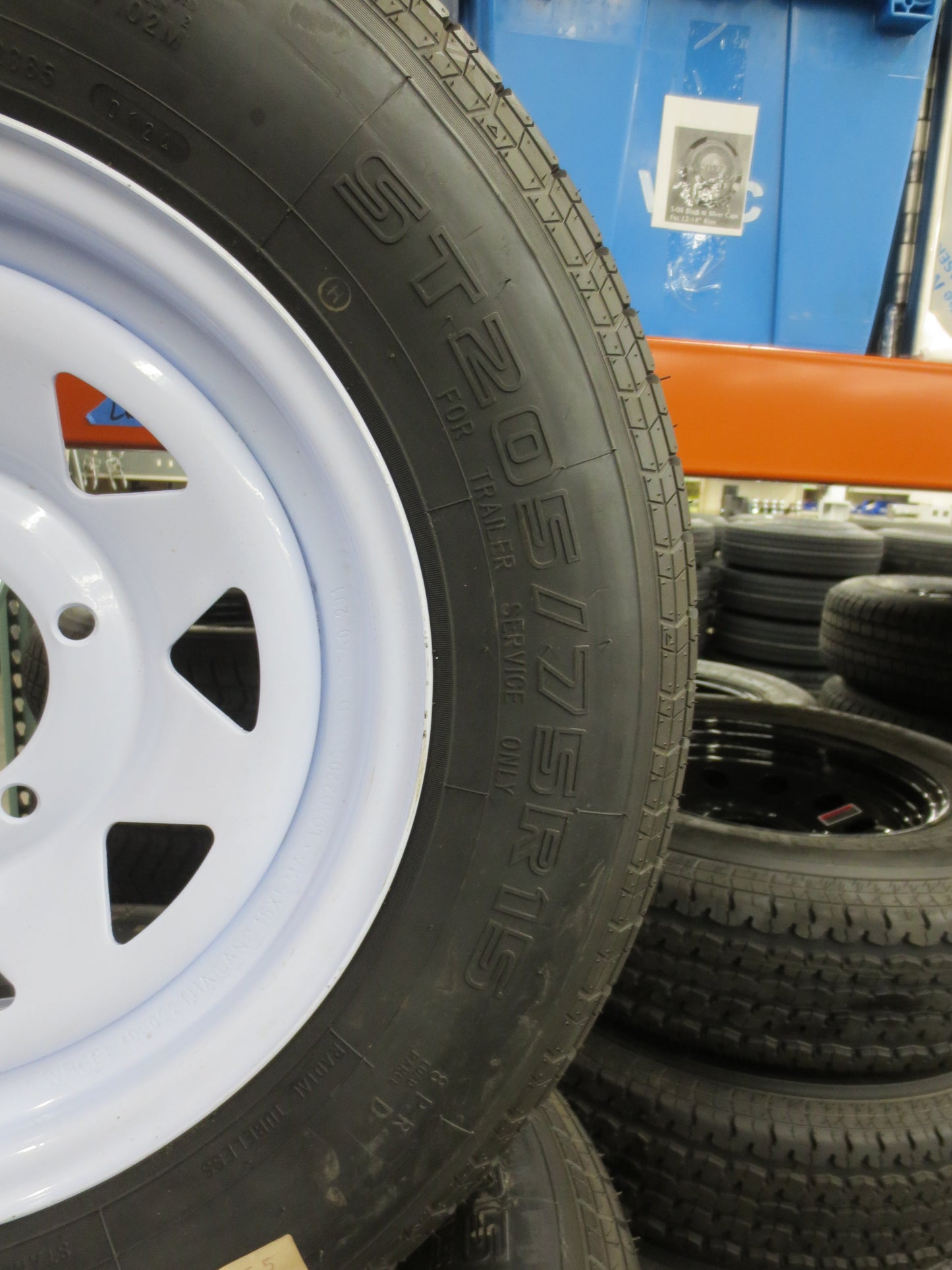 Set of 4 Trailer Radial Tire & Steel White Spoke 15"x5" Wheel 5 LUG Rim 5 on 5.5" Bolt Pattern 2200#