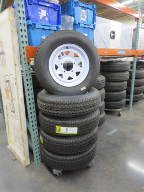New Set of 4 Trailer Radial Tire & Steel White Spoke 15