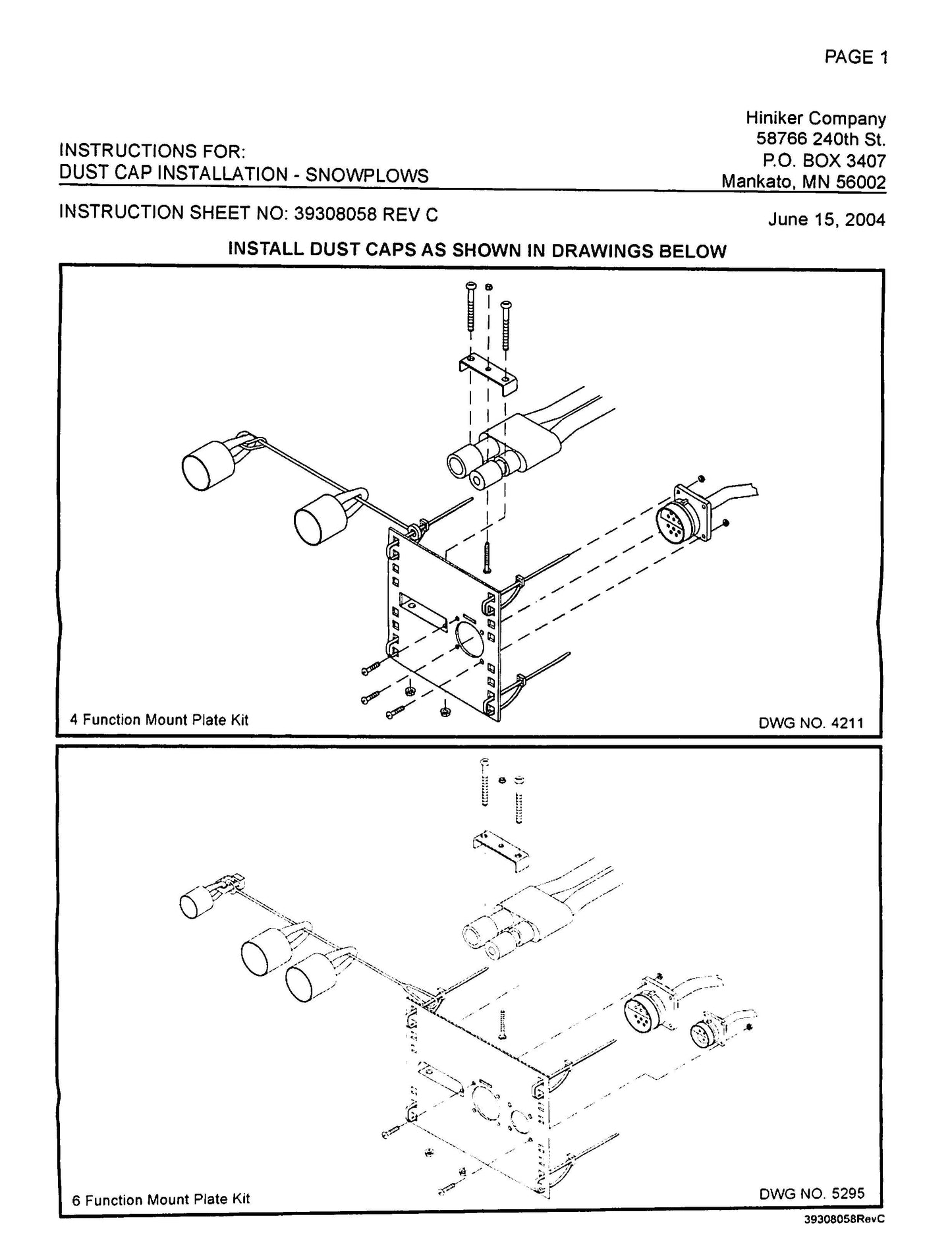 Hiniker Grill Mount Plate Kit 4 function harness (non-current) - 25010512