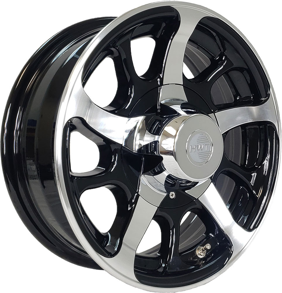 Hi-Spec Series 08 Plastic Center Cap for 12-14" Trailer Wheel Rim Black Silver