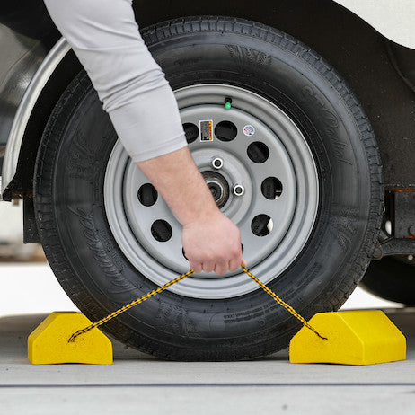 Yellow Wheel Chock Set with 32 3/4" Rope WC9642Y