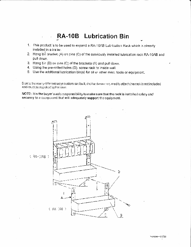 Rack'em Lubrication Rack Bin - RA-10B