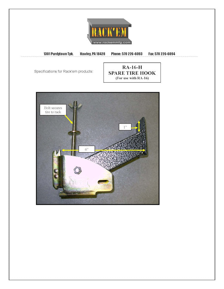 Rack'em Spare Tire Carrier - RA-16