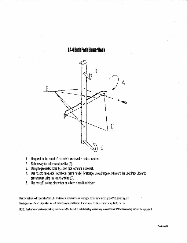 Rack'em Back Pack Blower Rack - RA-4