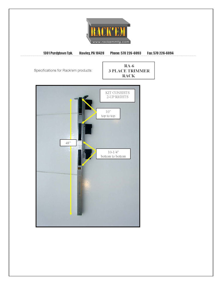 Rack'em 3-Place Trimmer Rack - RA-6