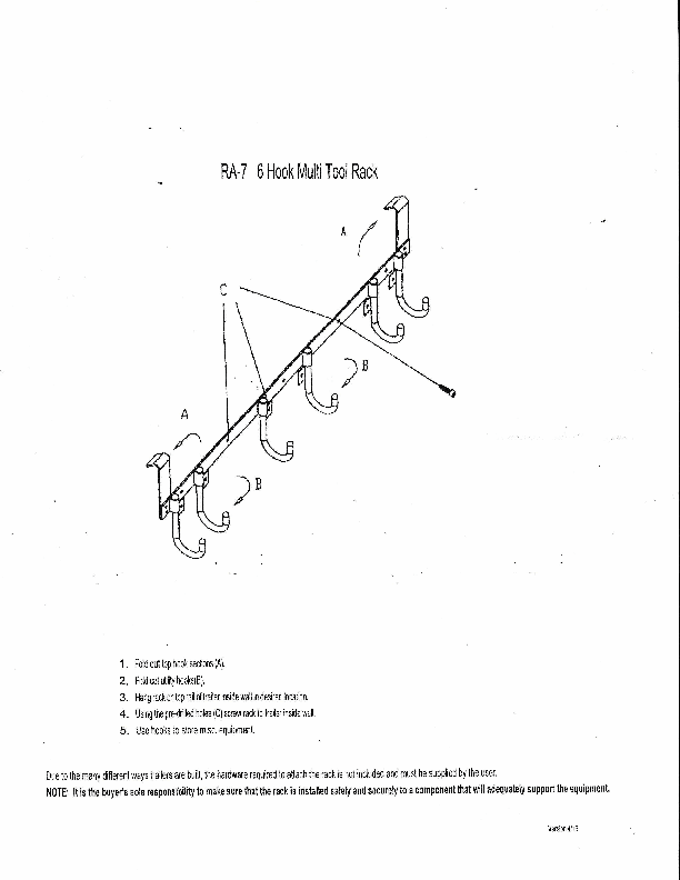 Rack'em 6 Hook Multi-Tool Rack - RA-7