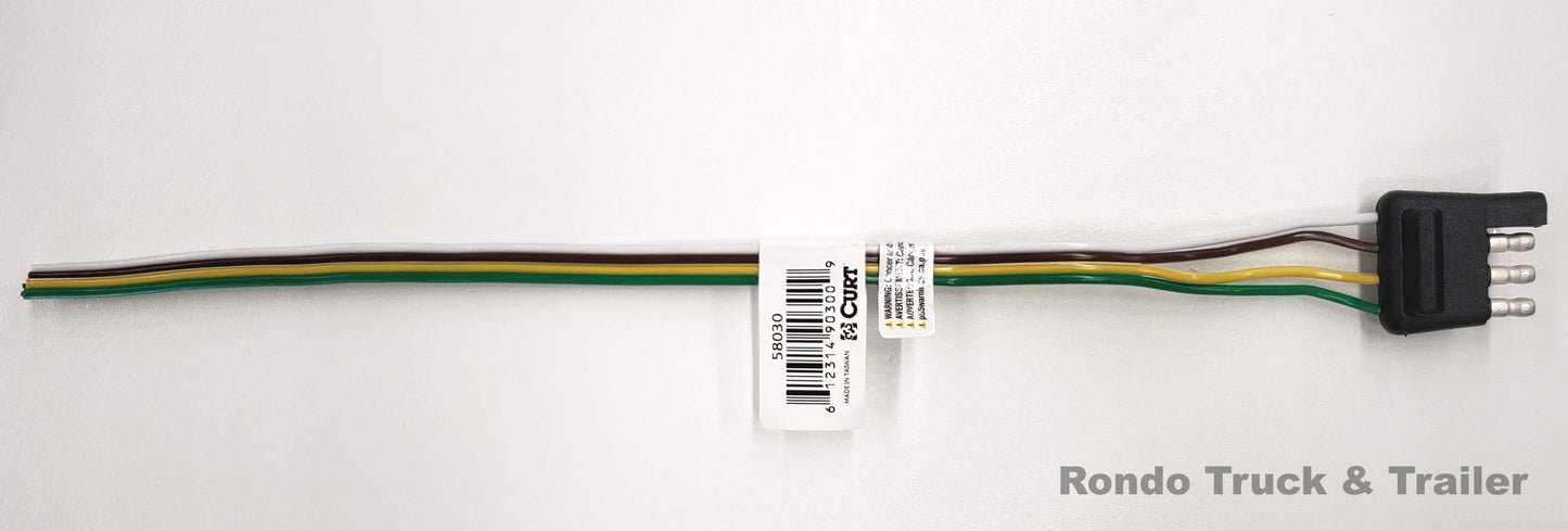 Replacement Flat 4 plug 4 way, 4 pin 12" trailer end male wiring pig tail - 58030 *** FREE SHIPPING ***