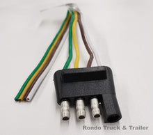 Load image into Gallery viewer, Replacement Flat 4 plug 4 way, 4 pin 12&quot; trailer end male wiring pig tail - 58030