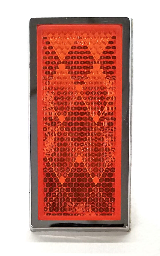 Rectangle Reflector with Chrome Plated Bevel, 1 1/8" x 2 7/8" Self-Adhesive, Amber B484A
