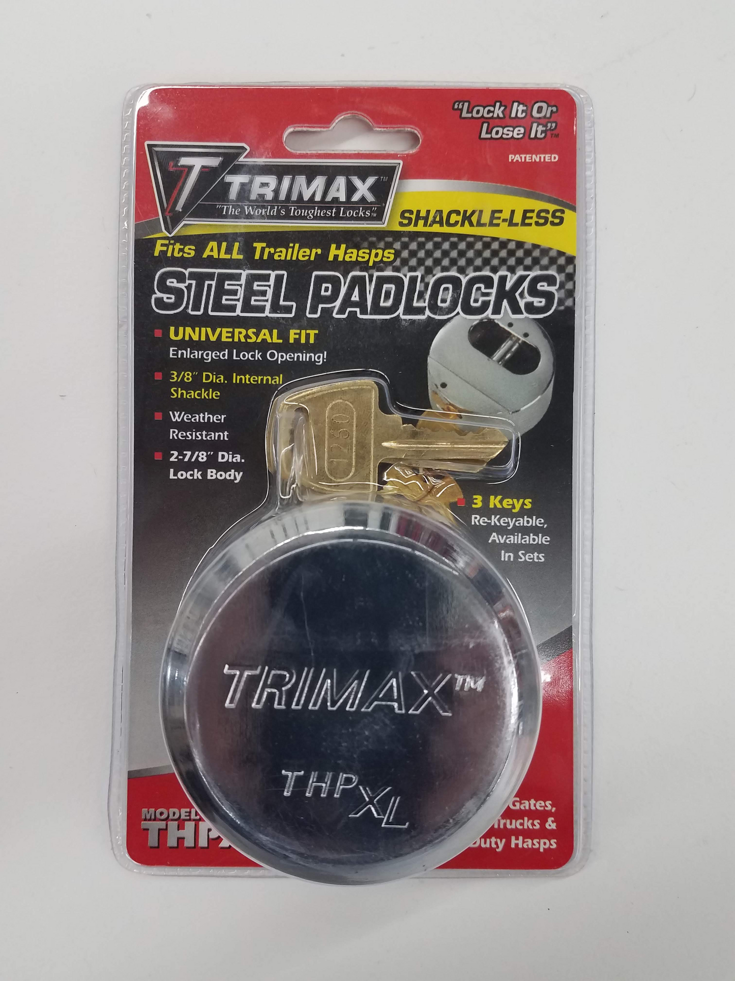 Hockey Puck Trailer Hasp Padlock - Fits All Trailer Hasps - THPXL
