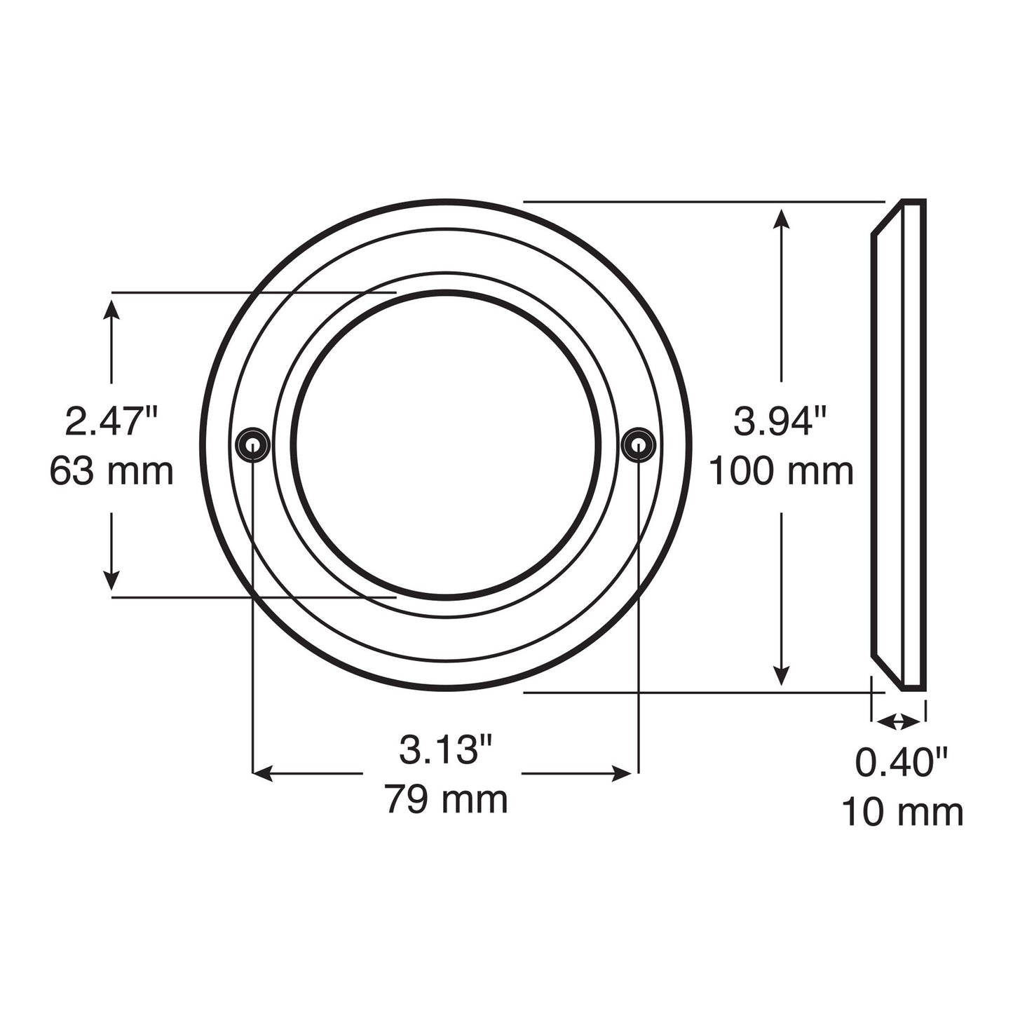 PM Peterson Round Chrome Light Bezel 090274
