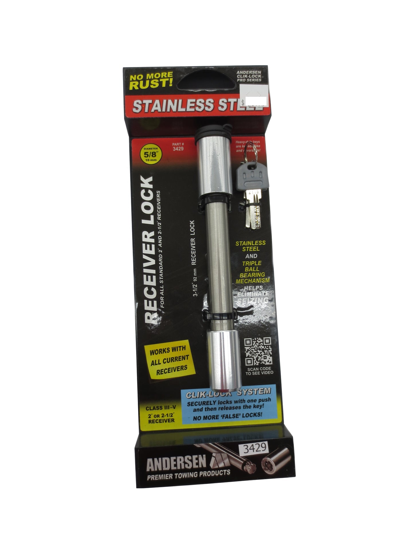 5/8" Receiver Hitch Pin Lock, 3429