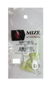 12-10 GA Yellow Nylon Ring Terminal, 1/4", NRY14-Q