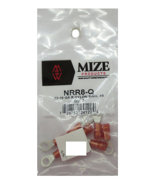 22-16 GA Red Nylon Ring Terminal, #8, NRR8-Q
