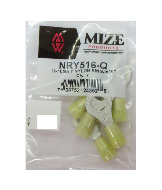 12-10 GA Yellow Nylon Ring Terminal 5/16", NRY516-Q