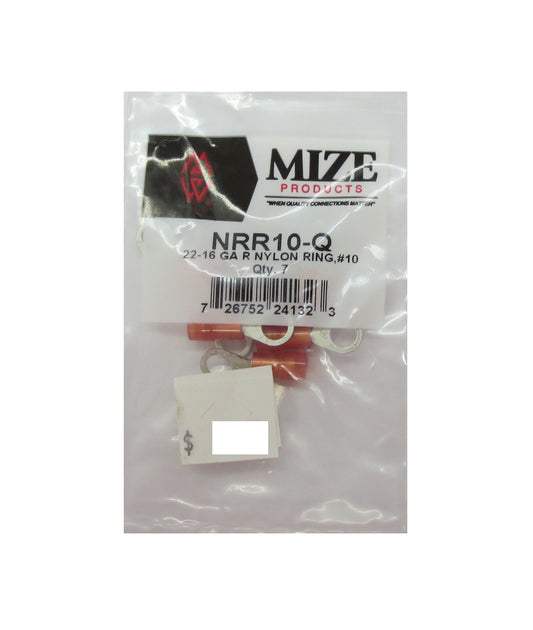 22-16 GA Red Nylon Ring Terminal, #10, NRR10-Q