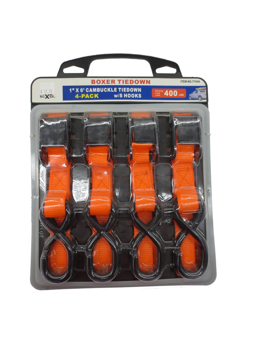 6' Cam Buckle straps with S Hooks - 77049