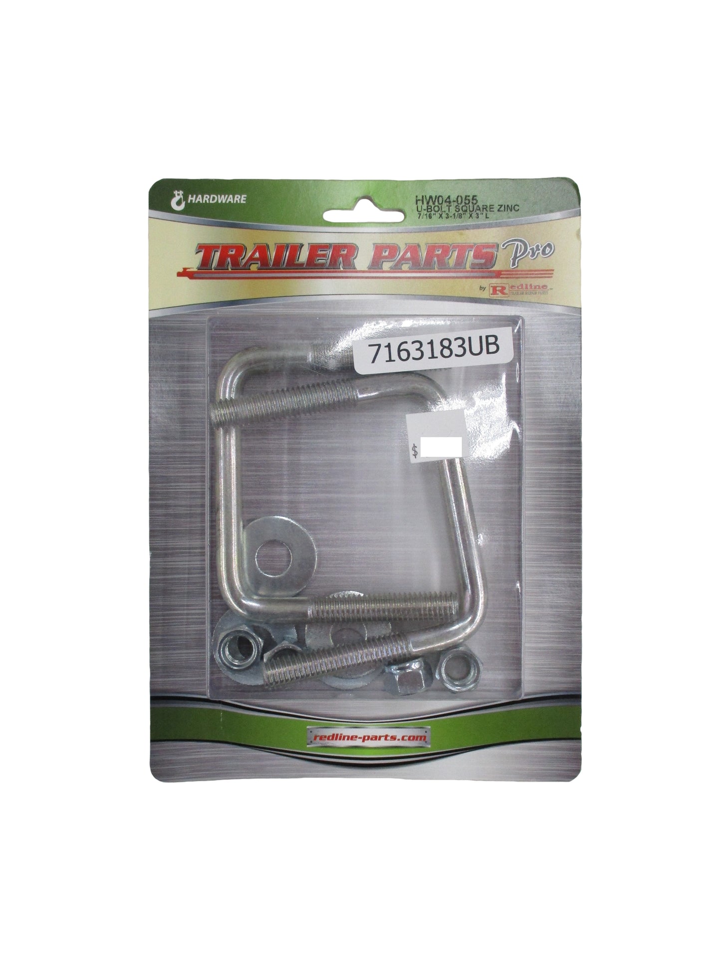 Square U-Bolts, 7/16"x 3 1/8" x 3" - 7163183UB