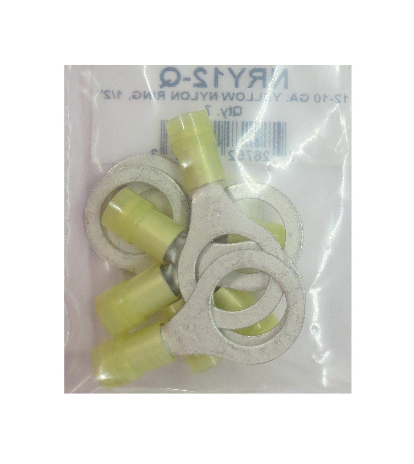 12-10 GA Yellow Nylon Ring Terminal, 1/2", NRY12-Q
