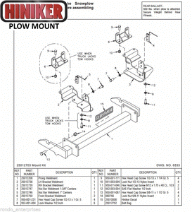 Hiniker Snowplow Mount - Quick Hitch 1 (QH1), 2009-2012 Dodge RAM 1500, 25012703